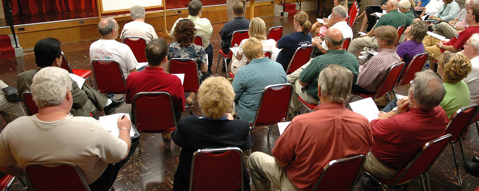 Volunteers at a community meeting in Ohio